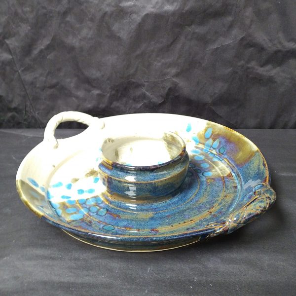 Handcrafted Chip & Dip Platter (with Built-In Center Bowl)